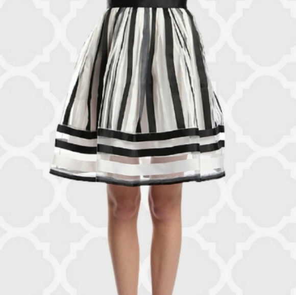 ❤316 Dresses & Skirts - Class-Act Black & Ivory Striped Skirt